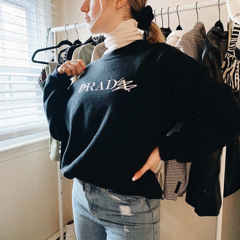 Black “Prada” Crew Neck